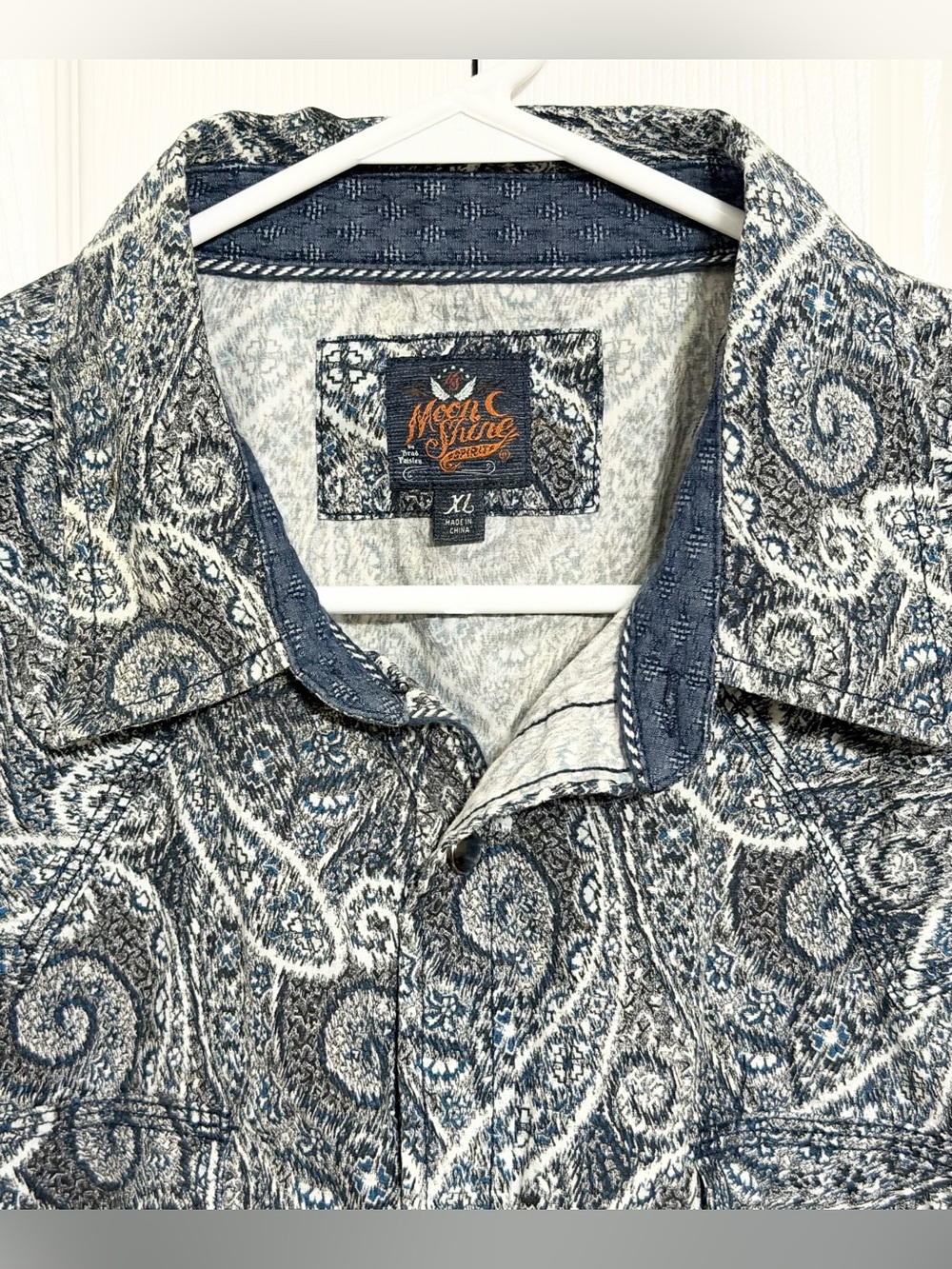 Moonshine Spirit Spirits Mens Xl Brad Paisley Western Blue Pearl Snap Rodeo View 2